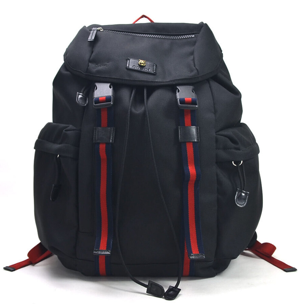 Gucci Backpack Tiger Motif Web Lines Black Techno Canvas Leather